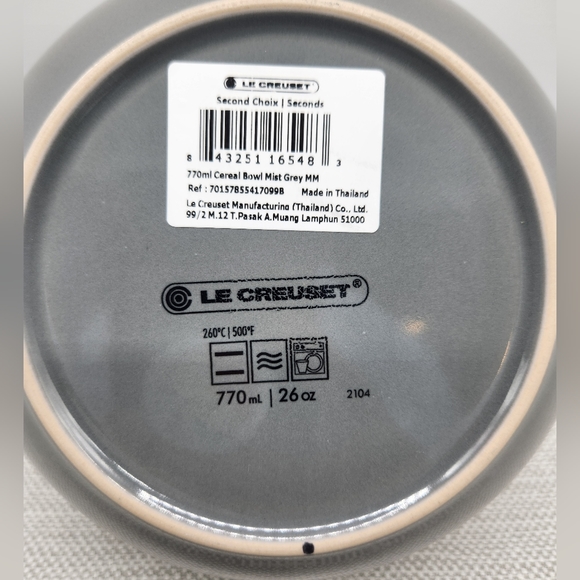 Le Creuset Cereal Bowl 26 Oz Mist Grey Set Of 3 New Seconds 770 ml - Picture 6 of 11